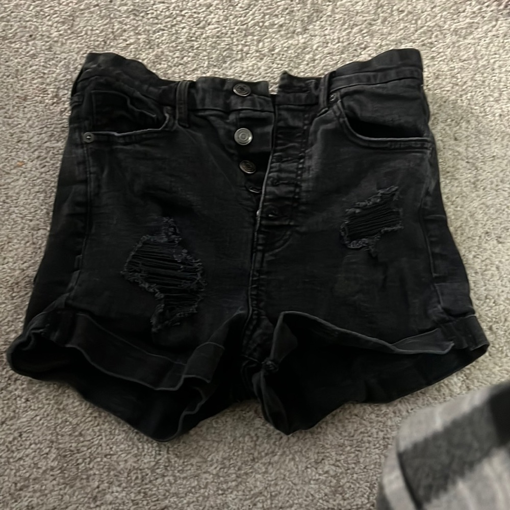 black aero jean shorts